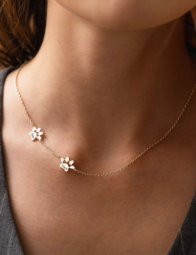 Custom Paw Name Necklace – Separate Paws